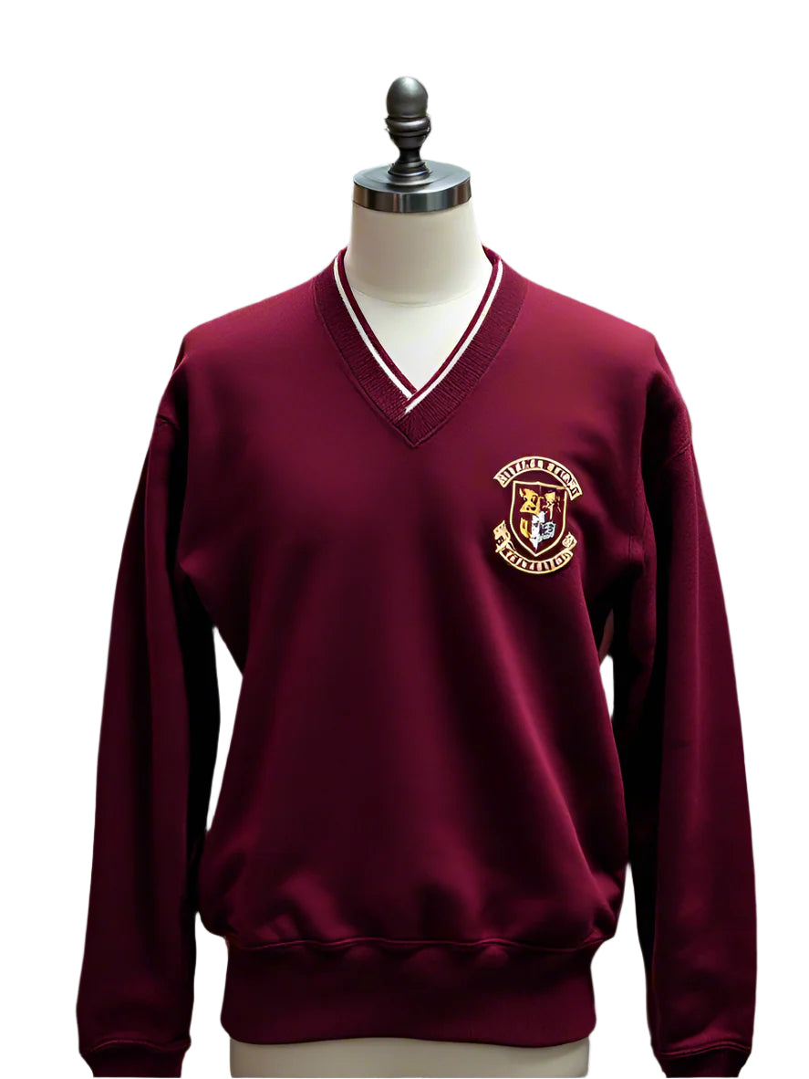School jumper, custom knit, winter uniform for school, red wool knit jumper from School Blazer Australia.